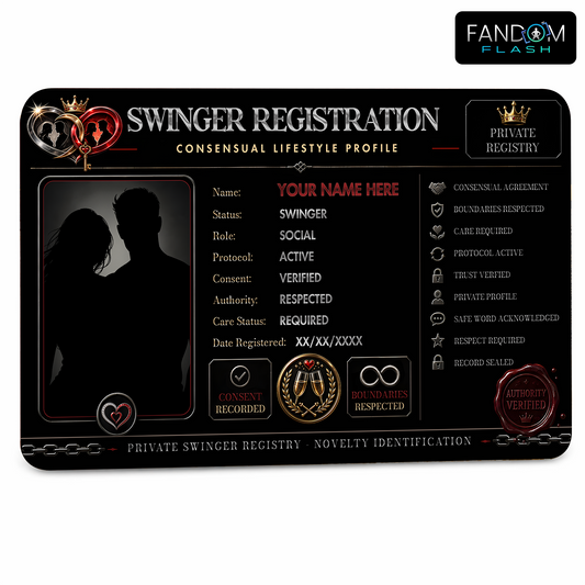 Swinger Registration Card – Consensual Lifestyle Inspired Custom Novelty Badge
