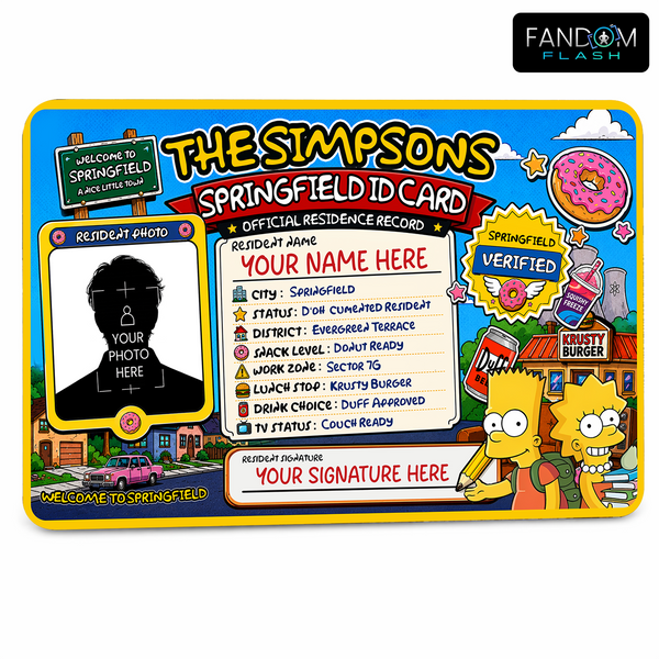 Springfield ID Card – The Simpsons Inspired Residence Record Card