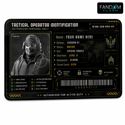 Tactical Operator Identification Card – Call of Duty Inspired Custom Military Badge