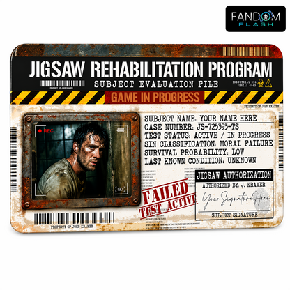 Jigsaw Rehabilitation Badge – Saw Inspired Horror Photo ID