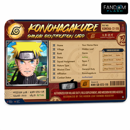 Shinobi Identification Card – Naruto Inspired Anime Photo ID