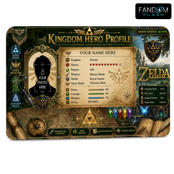 Kingdom Hero Profile Card – Zelda Inspired Custom Adventurer Record Badge