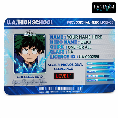 U.A. High School Hero License – My Hero Academia Inspired Anime Photo ID