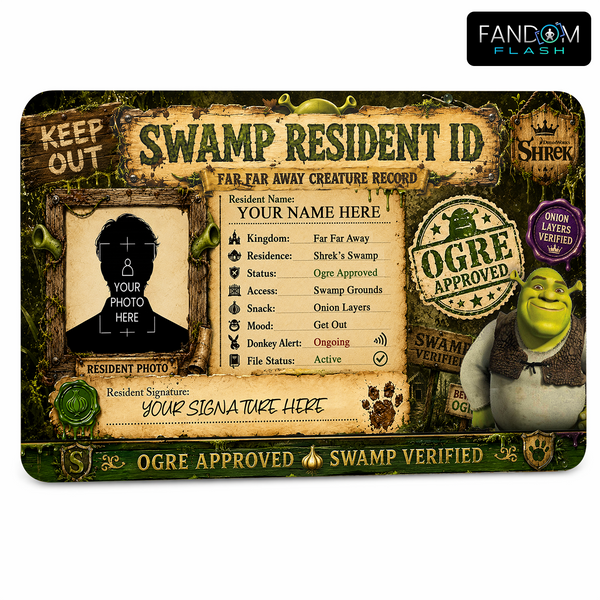 Swamp Resident ID Badge – Shrek Inspired Far Far Away Creature Record Card