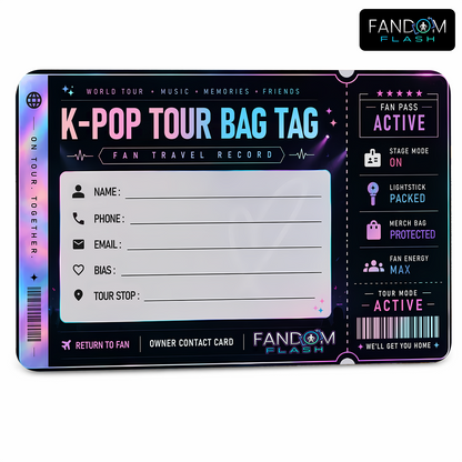 K-Pop Tour Bag Tag – Fill-In Fan Travel Contact Card