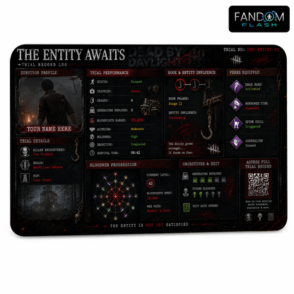 Entity Trial Performance Card – Dead by Daylight Inspired Gaming Photo ID