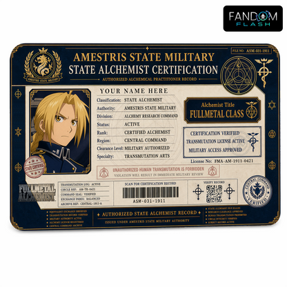 State Alchemist Certification ID Badge – Fullmetal Alchemist Inspired Anime Card