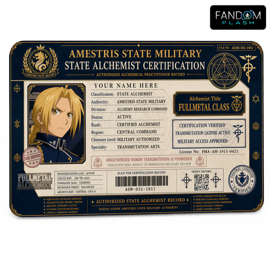 State Alchemist Certification ID Badge – Fullmetal Alchemist Inspired Anime Card