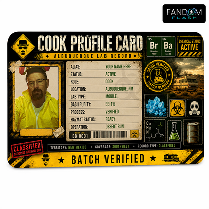 Cook Profile Card – Breaking Bad Inspired Custom Chemistry Badge