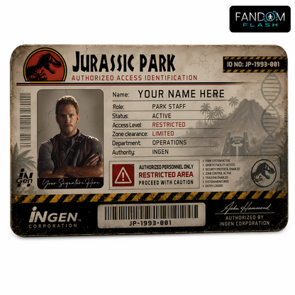 Authorized Access Identification Card – Jurassic Park Inspired Custom InGen Badge