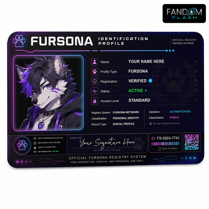 Fursona Identification Profile Card – Custom Character Badge