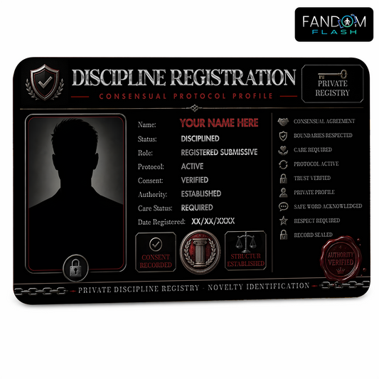 Discipline Registration Card – Consensual Protocol Inspired Custom Novelty Badge