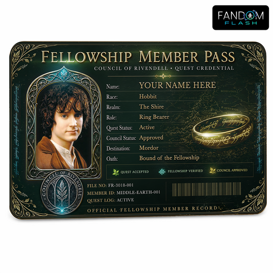 Fellowship Member Pass – Lord of the Rings Inspired Custom Fantasy Quest Credential Card