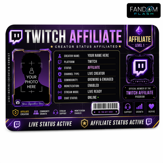 Twitch Affiliate Card – Custom Creator Status Badge