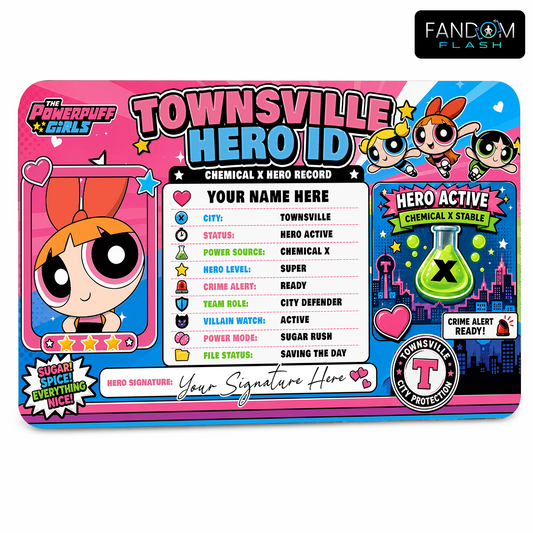 Townsville Hero ID Badge – Powerpuff Girls Inspired Hero Record Card