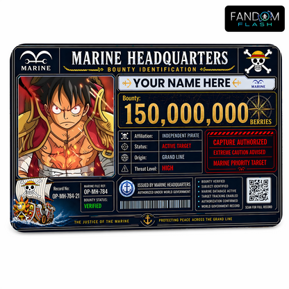 Marine Bounty Identification Card – One Piece Inspired Anime Photo ID