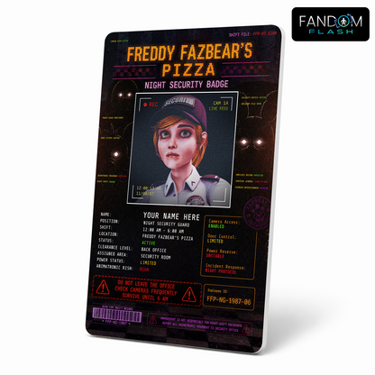 Night Security Badge – Five Nights at Freddy’s Inspired Horror Photo ID