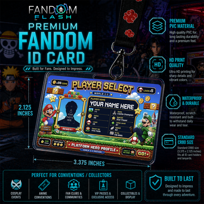 Platform Hero Profile Card – Mario Bros Inspired Custom Player Select Badge