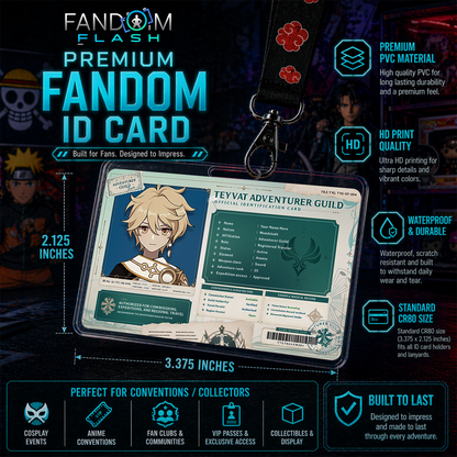 Teyvat Adventurer Guild ID Card – Genshin Inspired Fantasy Photo Badge