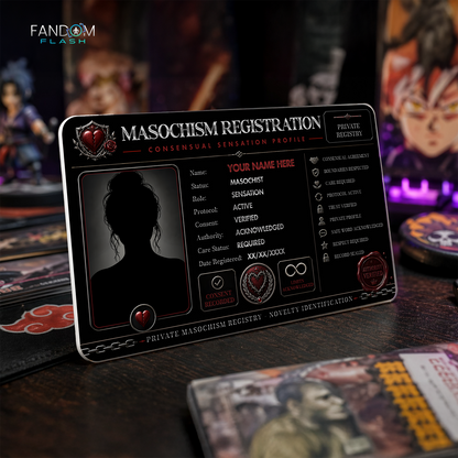 Masochism Registration Card – Consensual Sensation Inspired Custom Novelty Badge