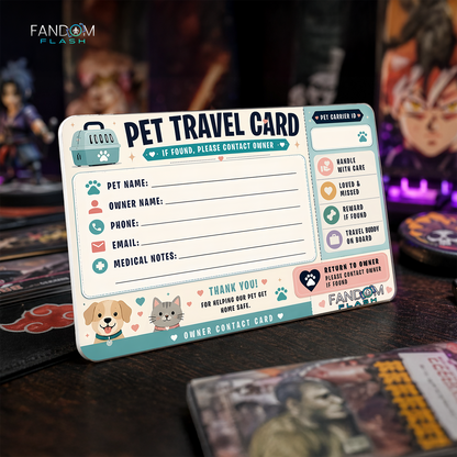 Pet Travel Card – Fill-In Pet Owner Contact Tag