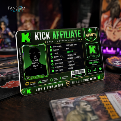 Kick Affiliate Card – Custom Creator Status Badge