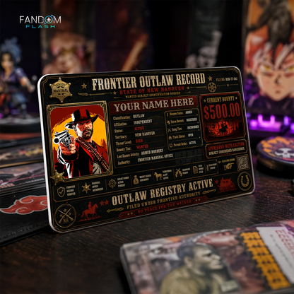 Frontier Outlaw Record ID Badge – Red Dead Redemption Inspired Western Card