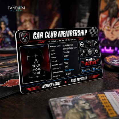 Car Club Membership Card – Custom Official Member Record Badge
