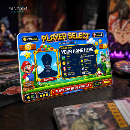 Platform Hero Profile Card – Mario Bros Inspired Custom Player Select Badge