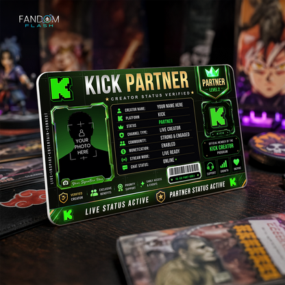 Kick Partner Card – Custom Creator Status Badge