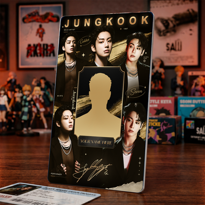 Golden Solo Artist Fan Card – Jungkook Inspired Custom K-Pop Collectible Badge