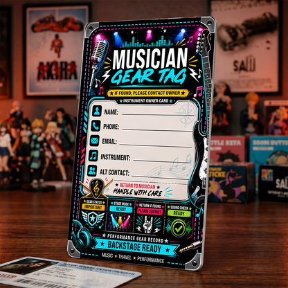 Musician Gear Tag – Music Travel Instrument Owner Record Tag