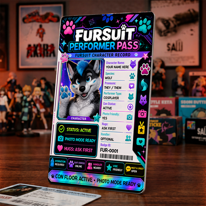 Fursuit Performer Pass – Furry Convention Inspired Character Badge