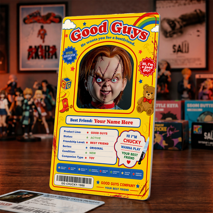 Good Guys Best Friend Card – Chucky Inspired Horror Photo ID