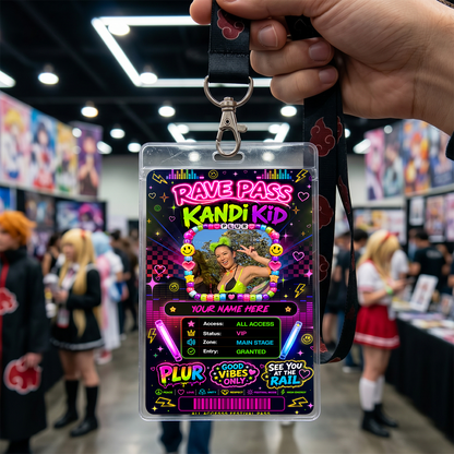 Kandi Kid Rave Pass – Custom Neon Festival Badge