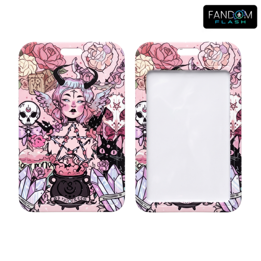 Pastel Witch Badge Holder – Pink Occult ID Card Sleeve