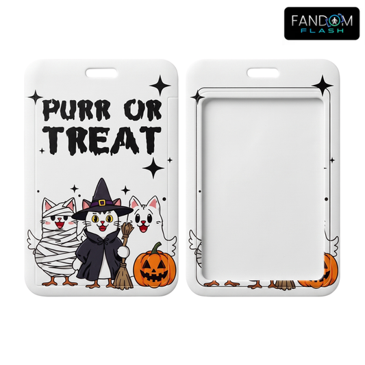 Halloween Cat Badge Holder – Purr or Treat ID Card Sleeve