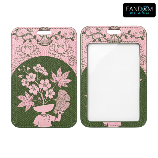 Pink Lotus Frog Badge Holder – Floral ID Card Sleeve